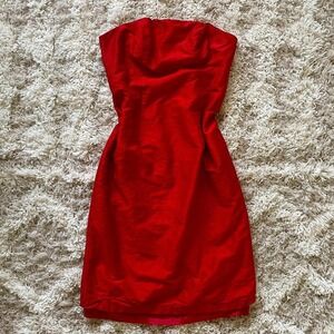 Vintage 80s / 90s Cherry Red Strapless Silk Cocktail Dress - Betty Boop!